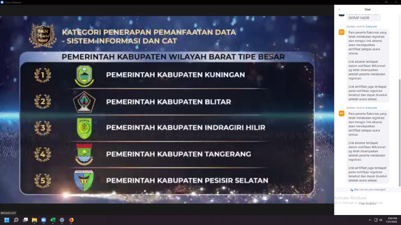 Pemerintah Kabupaten Pesisir Selatan meraih Penghargaan BKN Award